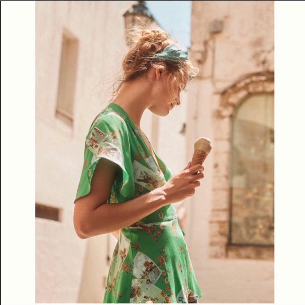 ANTHROPOLOGIE ☀️ Meadow Rue Green Wrap Blouse